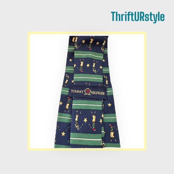 Tommy Hilfiger ties (lot of 3) Classic men's neck ties, golf theme, 100%‎ silk - Picture 5 of 7